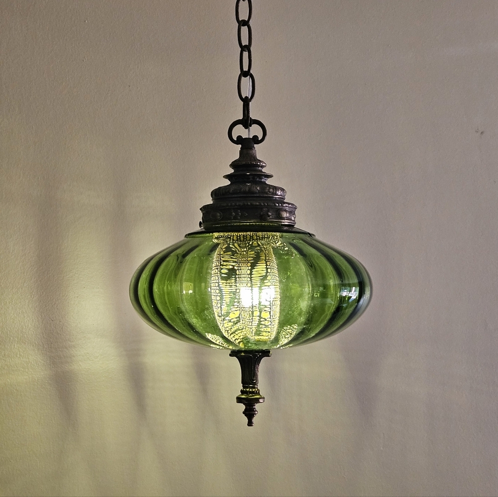Light Swag Lamp Diffuser Retro Antique Plug-in Rewired Natural Patina